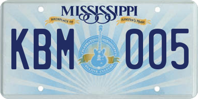MS license plate KBM005