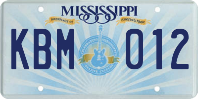 MS license plate KBM012