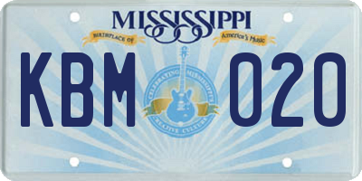 MS license plate KBM020