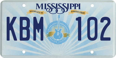 MS license plate KBM102
