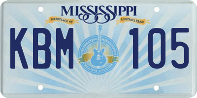 MS license plate KBM105
