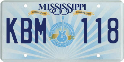 MS license plate KBM118