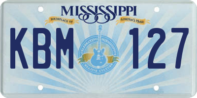 MS license plate KBM127