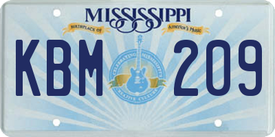 MS license plate KBM209