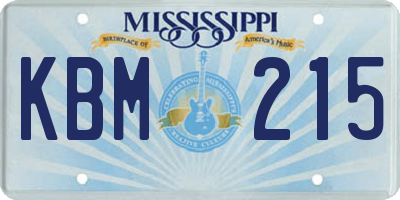 MS license plate KBM215