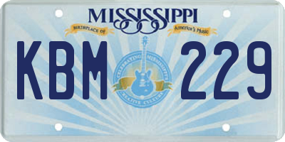 MS license plate KBM229