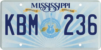 MS license plate KBM236