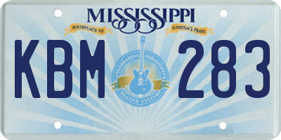 MS license plate KBM283