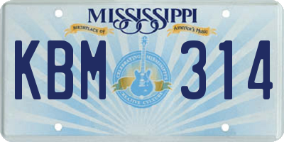 MS license plate KBM314