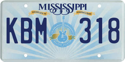 MS license plate KBM318