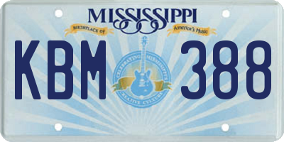 MS license plate KBM388