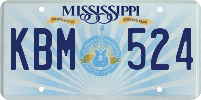 MS license plate KBM524