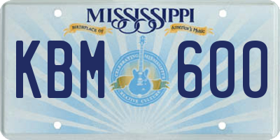 MS license plate KBM600