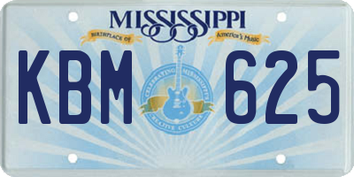 MS license plate KBM625