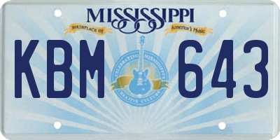 MS license plate KBM643
