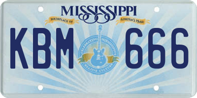 MS license plate KBM666