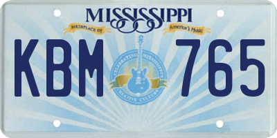 MS license plate KBM765