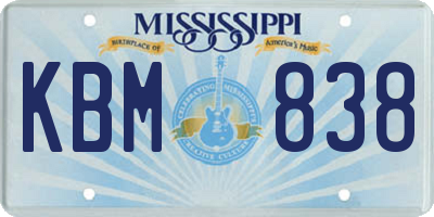 MS license plate KBM838