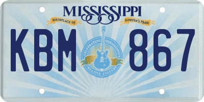 MS license plate KBM867