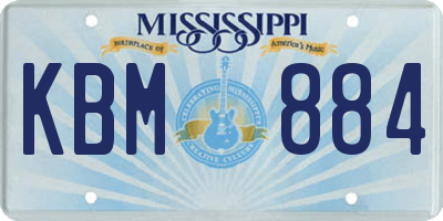 MS license plate KBM884