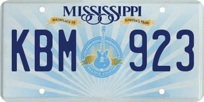 MS license plate KBM923