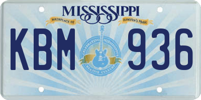 MS license plate KBM936