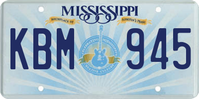 MS license plate KBM945