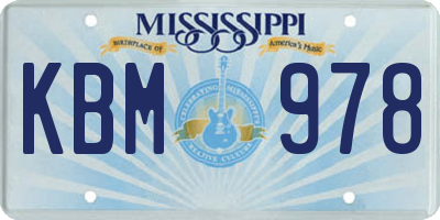 MS license plate KBM978