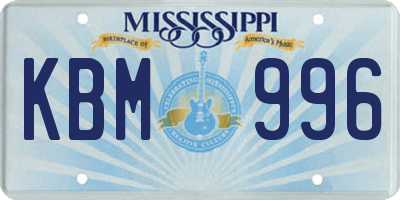 MS license plate KBM996
