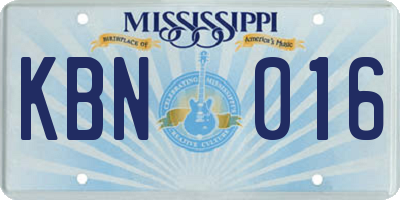 MS license plate KBN016