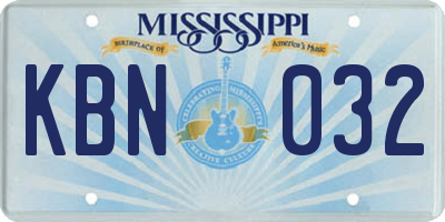 MS license plate KBN032