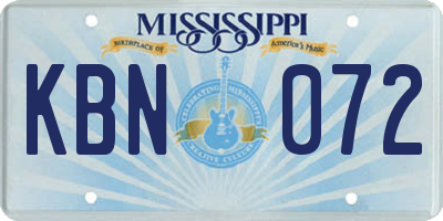 MS license plate KBN072