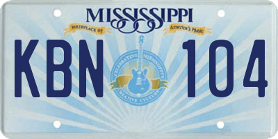 MS license plate KBN104
