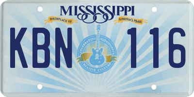 MS license plate KBN116