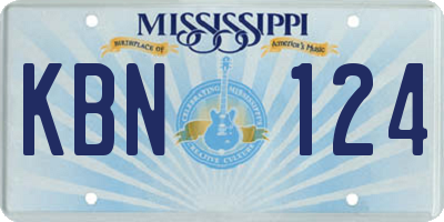 MS license plate KBN124