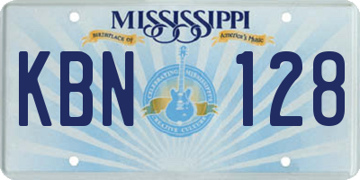 MS license plate KBN128