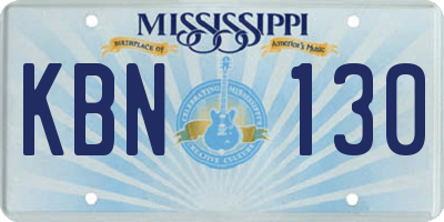 MS license plate KBN130