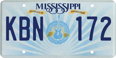 MS license plate KBN172