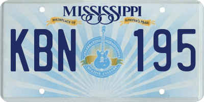 MS license plate KBN195