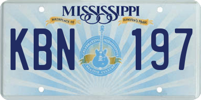 MS license plate KBN197