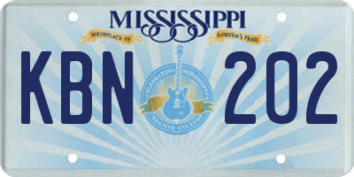 MS license plate KBN202