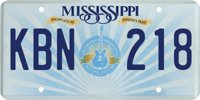 MS license plate KBN218