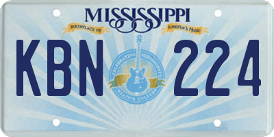 MS license plate KBN224