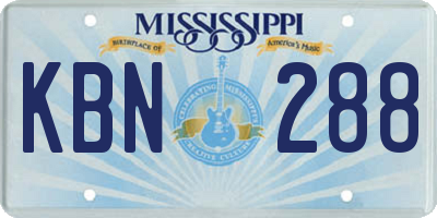 MS license plate KBN288