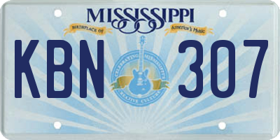 MS license plate KBN307