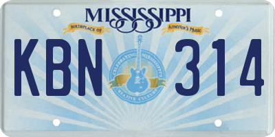MS license plate KBN314