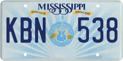 MS license plate KBN538
