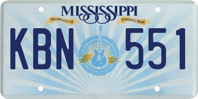 MS license plate KBN551