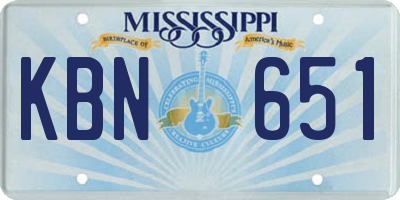 MS license plate KBN651