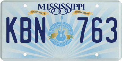 MS license plate KBN763